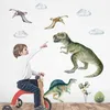 Cartoon Raptor Tyrannosaurus Dinosaur Adesivo da parete per bambini Acquerello Buccia e bastone Decalcomanie da muro Boy Room Interior Home Decor Regali 220613