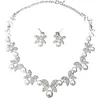 Pendant Necklaces Women Faux Pearl Rhinestone Chain Necklace Stud Earrings Bridal Jewelry Set