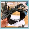 Hair Clips Barrettes Jewelry Original Korean Version Customized Retro Pu Leather Number 5 Rhinestone Bow Headband Wild Hairpin Headgear Fa