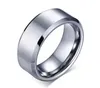 8MM Stainless Steel Plain Wedding Band Ring For Men Double Hypotenuse Matte Brushed