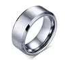 Bague de mariage simple en acier inoxydable de 8MM pour hommes, double hypoténuse brossée mate