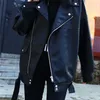 Sungtin Corean Faux Leather Jacket Женская ремень негабаритный BF Punk PU Женская кожаная куртка для женской одежды High Street Biker 220815
