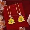 Pendant Necklaces Lotus Necklace Sand Gold Ancient Method Burnt Blue Green Leaf Flower Drop Delivery 2021 Jewelry Pendants Mjfashion Dhhiq