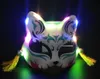 Ilumine a máscara do demônio do Halloween Anime festa dos desenhos animados raposa gato réplica led brilhante quadrinhos cosplay adereços adultos acessórios de decoração de parede branco