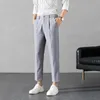 Single Road Mens Suit Pants Men Straight Light Weight Solid Chinos Office Pants Male Casual Ankle Length Trousers For Men 220509