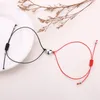 1Pair Two halves Heart Magnetic Bracelet Alloy Pendant Couple Bracelets for Lover Friendship Bracelets Braid Rope Magnet Jewelry