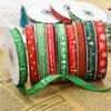 1cm Christmas Ribbon Red Green Snow Ribbon Riband Holiday Decoration Gift Wrapping DIY Craft Merry Xmas Accessories