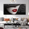 Modern Portrait Posters Prints Wall Art Canvas Painting Sexy Women Red Lips Pictures for Living Room Home Decoration accessorie