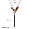 Pendant Necklaces Fashion Geometric Rectangle Wooden Long Tassel Sweater Chain Necklace For Woman Girl Party JewelryPendant