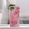 Sakura Quicksand Coque de téléphone à paillettes florales pour filles et femmes - Protection liquide scintillante en TPU - Coque de luxe fluide pour iPhone 14 13 12 11 Pro Max iPhone 14