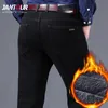 Jantour Men Fashion Geans Jens Black Color Slim Fit Stretch Pants Darm Velvet Pants Warm Darm Fleece Prouters Male 201111111111111111111