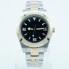 Lume Two Tone Men Watch High Quality Automatic 36MM Smooth Bezel Black Dial Flod Clasp Sapphire Glass Mens Wristwatches