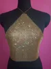 Sexy Halter Chaîne en métal diamant crop top femmes y2k Sparkling Bling Beach bralette été topy recadrée Night club Party débardeurs 220318