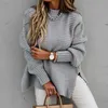 Kobiety sweter jesienne zima swobodny kolor stały kolor długi rękaw latarnia pullover żeńska moda bokska luźna dzianiny swetry 220809
