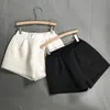 XFPV Space Cotton Shorts Women's White Spring Autumn Wear Casual Versatile Loose Black Wide Leg Female HYF001 220427