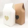 50pcs Kraft Paper Party/Düğün Hediye Pastası/Çikolatalar/Şeker Paketleme Çantaları Stand Up Gıda Temiz PVC Pencere Mühür Kutuları