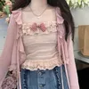 Kvinnors jackor japanska preppy mjuk tjej söt bandage solskyddsmedel skjorta rosa jacka student kort topp vita tröjor kvinnors kvinnorswomen's