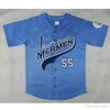 Xflsp Kenny Powers #55 Myrtle Beach Mermen Maillot de Baseball Bleu