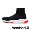 Designer Sock Shoes Men Women Graffiti Wit Zwart Rood Beige Roze Clear Sole Lace-Up Neon Yellow Socks Speed Runner Trainers Flat Platform Sneakers Casual 36-47