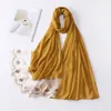 Women Elegant Lace Hijab Bubble Chiffon Scarf Muslim Plain Shawls Hijabs Headband Islamic Headscarf Turban Foulard