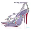 2022-marques d'été de luxe Joli Queen sandales chaussures femmes cristal Strappy PVC pompes Sexy talons aiguilles mariage fête mariage