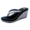 Pantofole estive con plateau Weages Slides Glitter Pantofole da spiaggia basic da donna Infradito nere Y200624