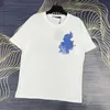 Hot Selling Designer Men's T-shirt ny stil fram och bakre blå molntryck rund hals kortärmad lös t-shirt högkvalitativ herr