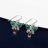 New Chalcedony Bow-tie Dangle Earrings 925 Sterling Silver Marcasite Eardrop for Women