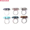 Natural Picasso Stone Hexagon Prism Rings Healing Reiki Chakra Beads Finger Ring Silver Color Wedding 2022 New Jewelry BZ912
