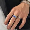 2022SS Korean Style Blue Double-Layer Oregelbunden ring Herrkalla avancerade minimalistiska nisch high street Titanium Steel Jewelry276V