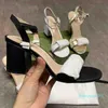 Slippers Women Leather Midde-Gene Sandal 7.5 سم و 10.5 سم أبيض أبيض 6 كعب عالي الكعب 9969