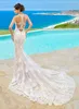 Custom Made Kitty Chen Wedding Dresses Lace Appliqued Halter Sleeveless Beach Sweep Train Mermaid Ball Gown For Bridal Gowns