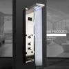 고급 블랙/브러시 욕실 LED 샤워 패널 타워 시스템 벽 마운트 믹서 탭 핸드 샤워 스파 마사지 온도 스크린