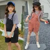 Clothing Sets Kids Girls Summer Clothes Set Fashion Big Cotton Stripe Shirt And Suspender Pants Children Casual Two Piece Set, #0042