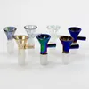 Electroplate Colorful Smoking Pyrex Thick Glass 14MM 18MM Male Joint Bubble Bowl Filter Replaceable Portable Dry Herb Tobacco Oil Rigs Hookah Bongs Handpipes Tool