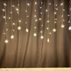 Strings Christmas Garland LED -stjärna Snowfake Form Curtain Icicle String Light 3.5m Winter Party Garden Stage Outdoor Decorative Lighted