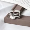 925 Sterling Silver ring for women wide smooth round Simple Minimalist Open Adjustable Finger Rings Fashion Band Female Bijoux