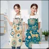 Aprons Home Textiles Garden Christmas Elk Printed Pattern Kitchen Polyester For Women Cooking Cleaning Baking Waist Bibs Pinafore 68X55Cm