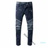 2022 di alta qualità Mens Designer Jeans Distressed Strappato Biker Slim Fit Motociclisti Denim Per Uomo Moda Mans Pantaloni neri pour hommes