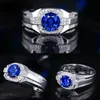 Anneaux de saphir anneaux pour hommes cadeaux d'anniversaire naturel en pierre naturelle coupée en argent anneau