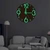 Wooden Wall Clock Luminous Number Hanging Clocks Quiet Dark Glowing Wall Clocks Modern Watches Decoration for Living Room 210325