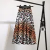 패션 하이 허리 Pleated Harajuku Skirts 여름 유럽의 꽃을위한 여름 유럽 꽃 중간 송아지 치마 Faldas Larga 220322