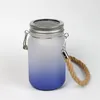 14oz Sublimation Gradient Mason Jar with Handle Glass Tumblers Thermal Transfer Water Bottle LED Coffee Mugs GWA13003