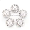 100Pcs Crystal Pearl Buttons Round Flatback Rhinestone Beads Buttons With Diamond Diy Craft Sewing Fasteners Accessories For Jewelry Drop