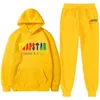 Ny höst/vintervarumärke Tracksuit Men's Hoodie Sports Set Fashion Rainbow Plush Printing Fleece Sweatshirt Sweatpants Y220725