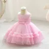 Bébé pour les filles robe de haute qualité princesse mariage fleur fille Sequin gonflé gaze Bow gâteau robes Bow anniversaire soirée fête Pala8075461