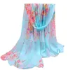 Printemps Style Long mousseline de soie foulards 50 160 cm fleurs florales imprimé femme écharpe Q5a16281