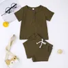 Ensembles de vêtements pour filles Vêtements de marque Enfants Solid Pit Tops rayés Pantalons Costumes Boutique d'été Chemises pour bébés Shorts Tenues Pantalons respirants et décontractés avec cordon de serrage B8094