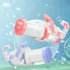 2022 New Kids Gatling Bubble Gun Toy 88 حفرة شحن كهربائي آلة الفقاعة التلقائية الصيفية في الهواء الطلق صابون الأطفال ألعاب Y220725