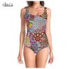 Colorful Geometric Pattern 3D Print Girls Onepiece Swimsuit Bathing Suit Sleeveless Slim Sexy Swimwear Summer 220617